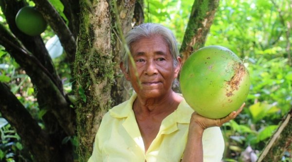 Viaje 3 Critina benjamins (anciana) llevando una calabaza para hacer una pana tradicional